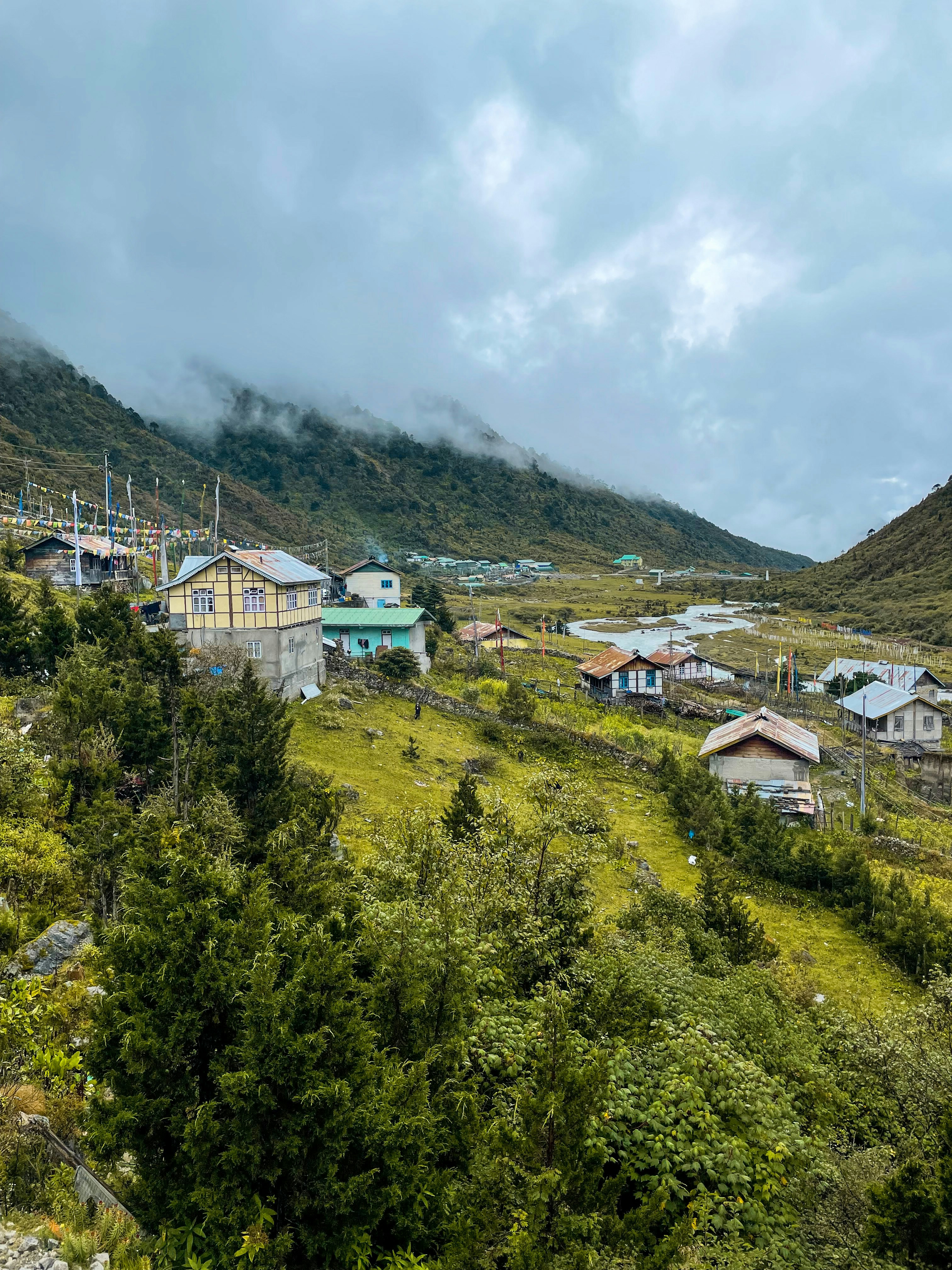 Lachen village nestled in North Sikkim mountains